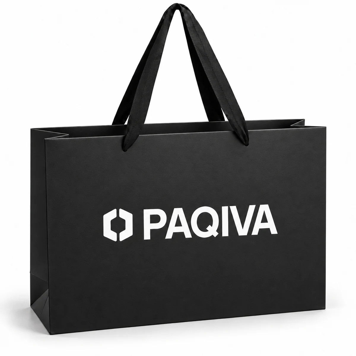 Black paper bag with a white PAQIVA logo, shown as the matte anti-scratch film option.
